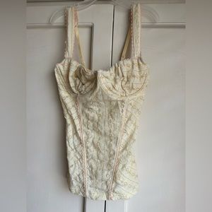 Cosabella cream lace corset cami with a back zipper size US/UK 34C, EUR 75C